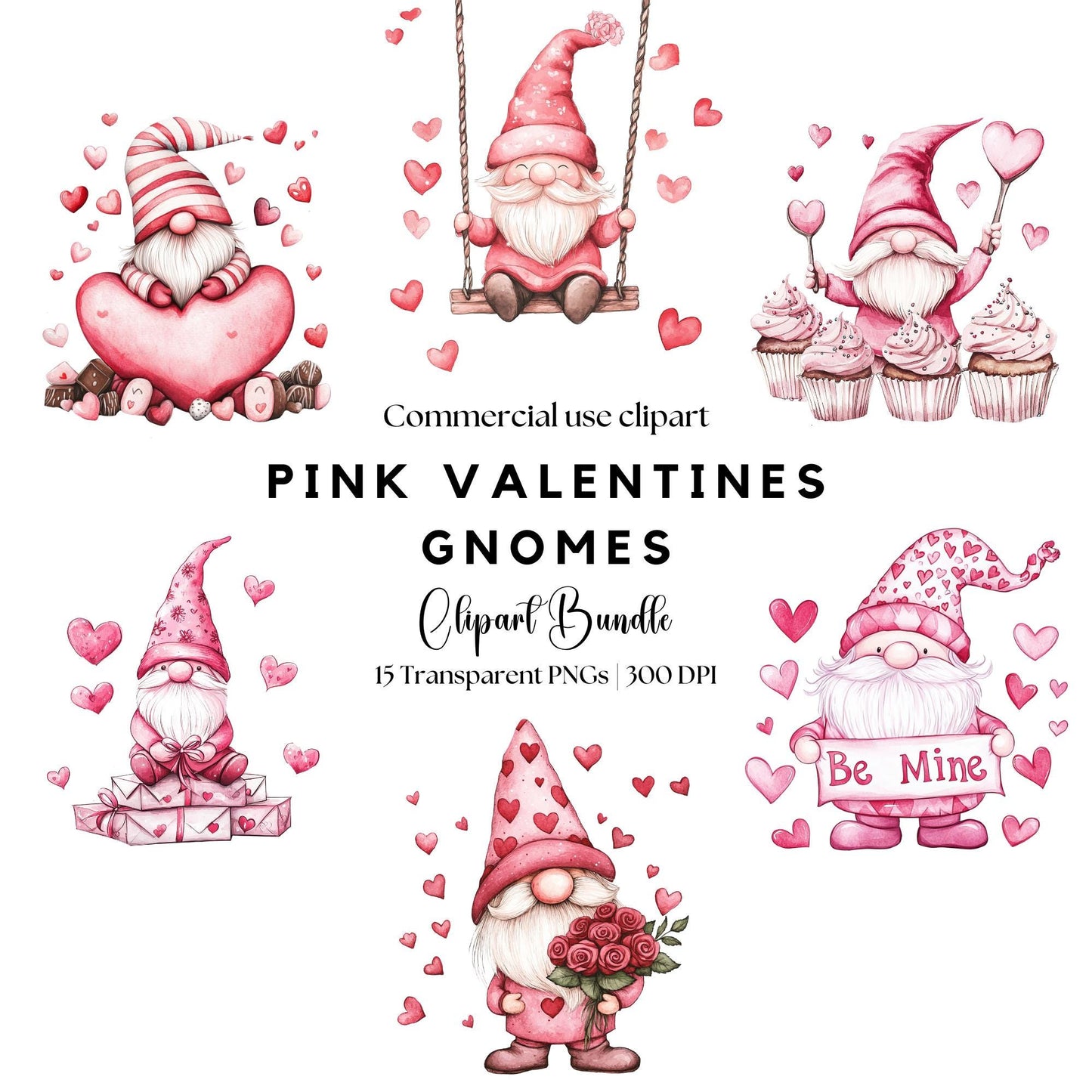 Pink Valentines Gnome Clipart