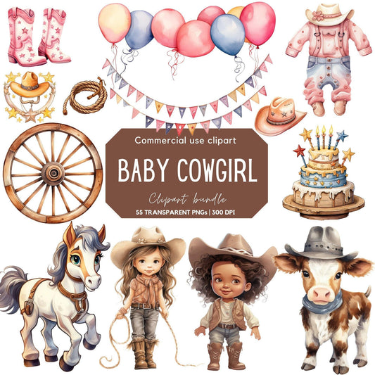 Cute Baby Cowgirl Clipart