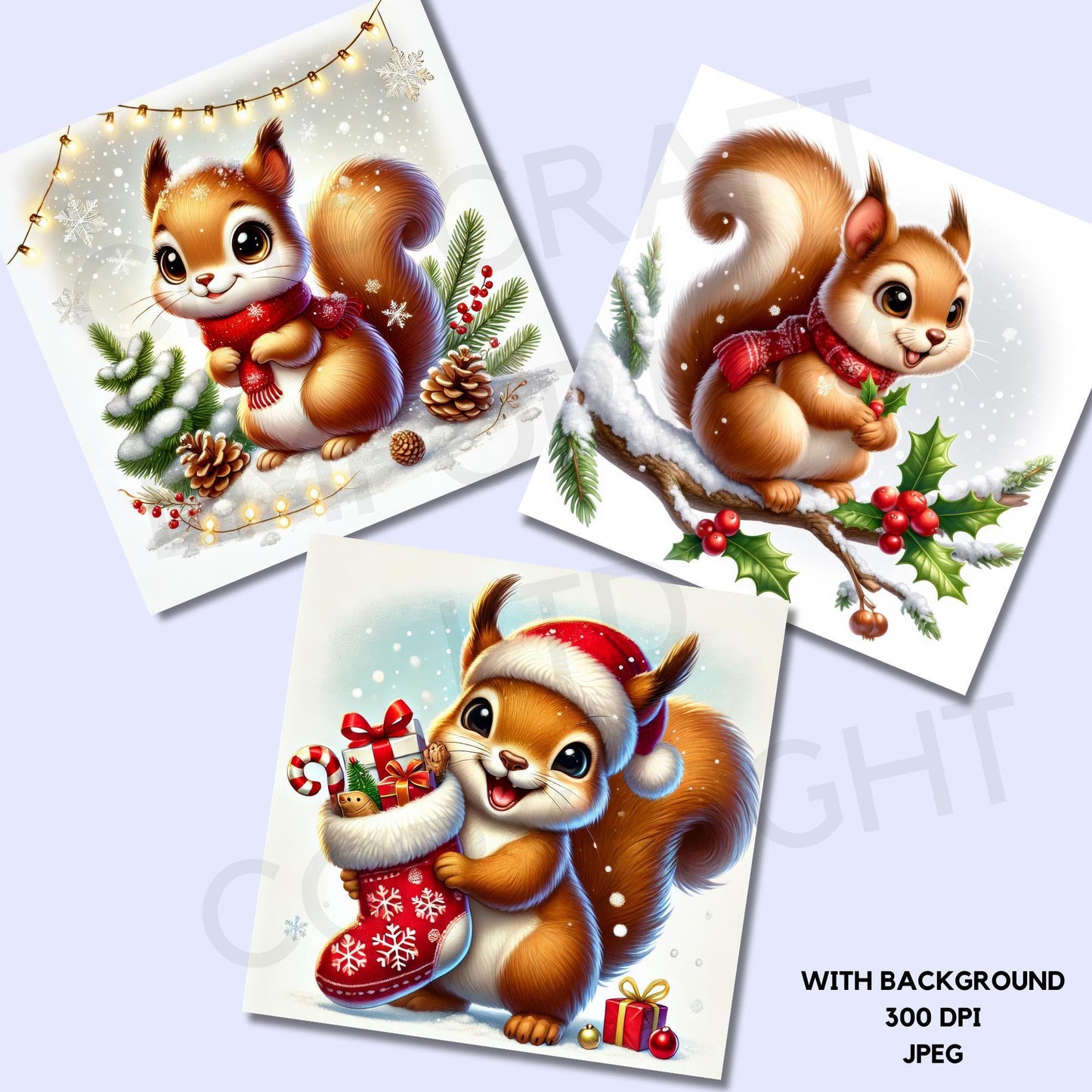 15 Christmas Squirrel Clipart