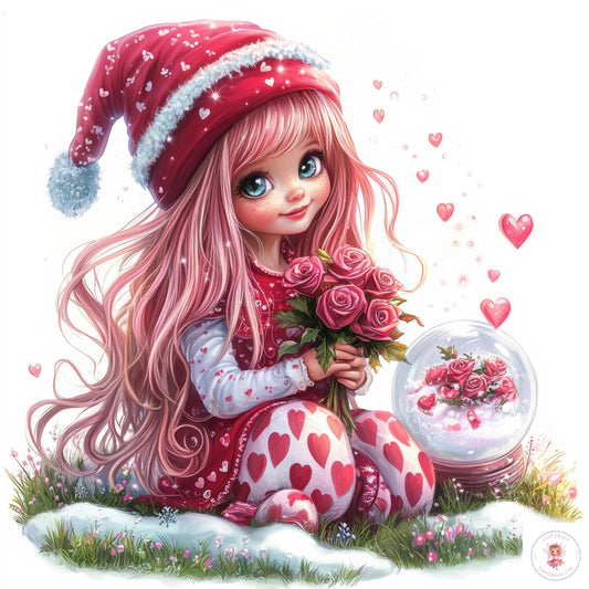 Pink Valentines Gnome Clipart