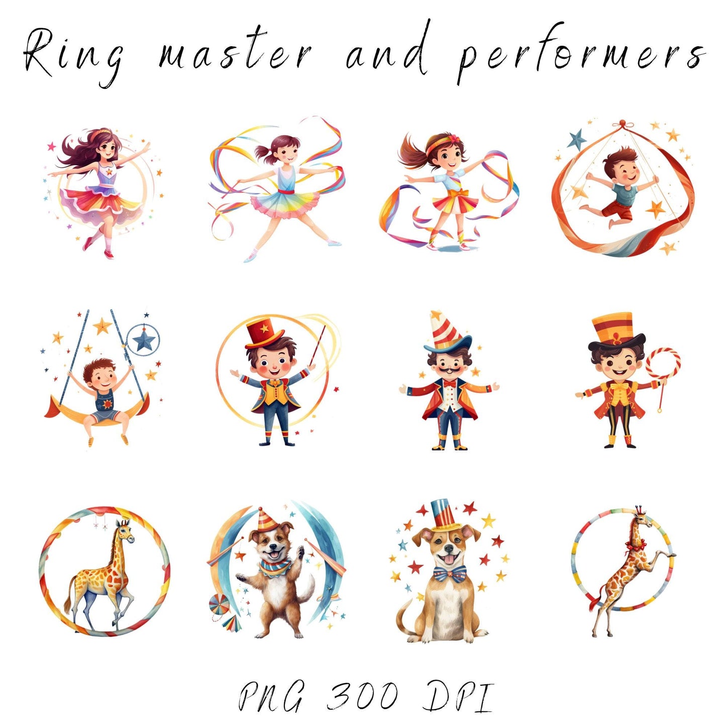 At the Circus watercolor clipart