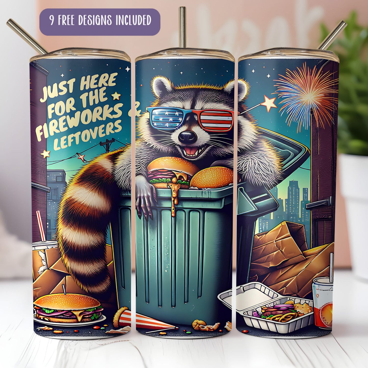 4th July Raccoon Tumbler Wrap