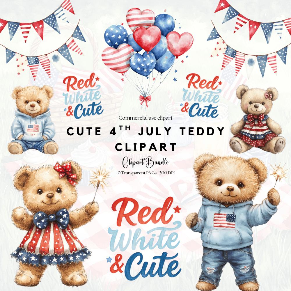 4th July Teddy Bear Clipart