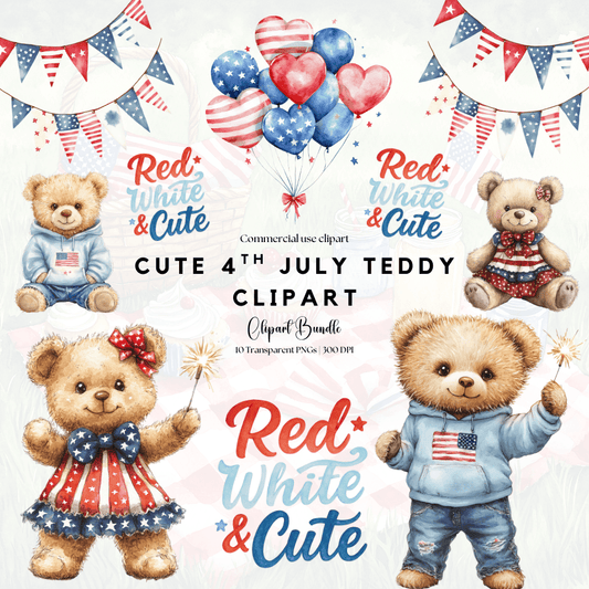 4th July Teddy Bear Clipart