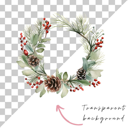 Festive Wreath Clipart Single