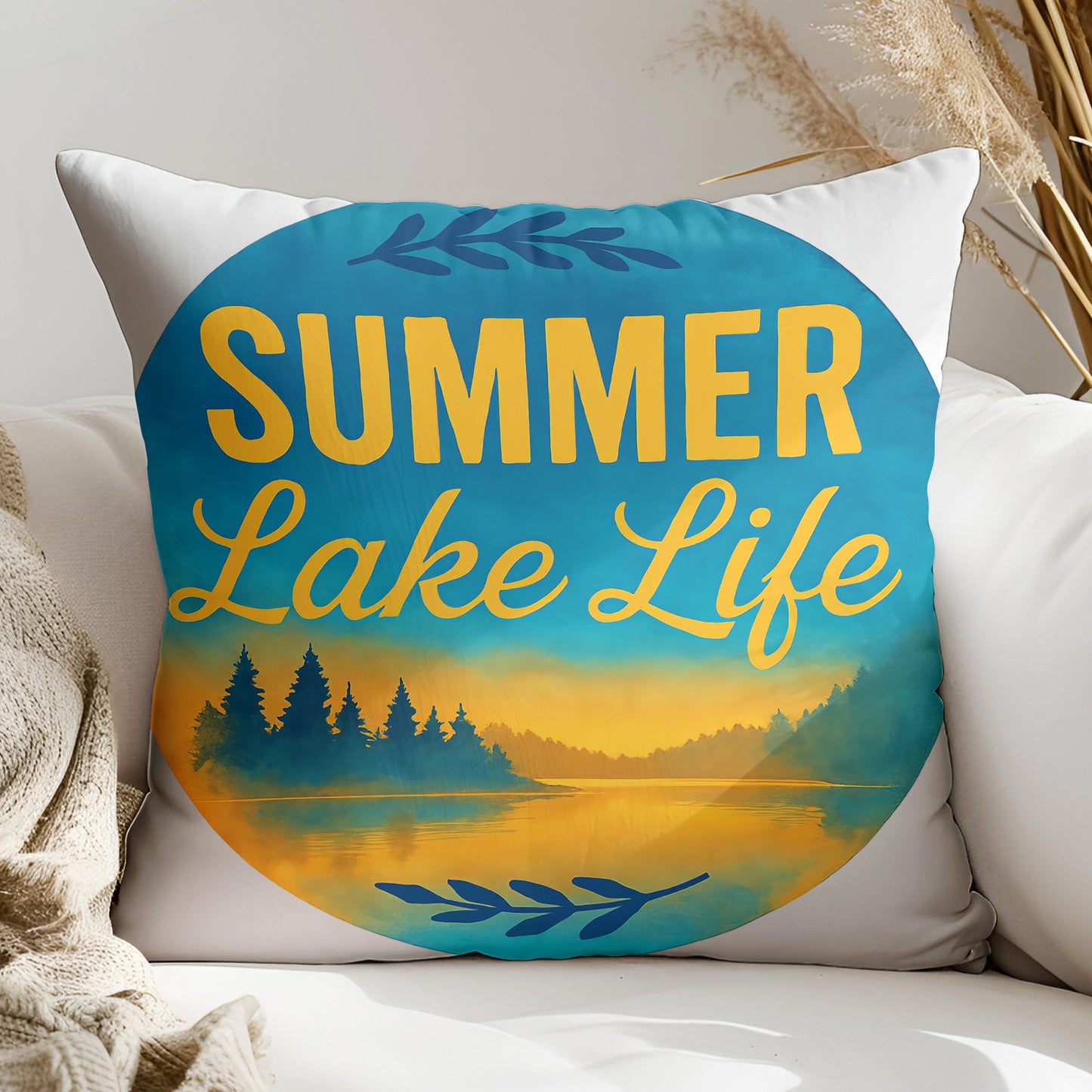 a pillow that says summer lake life on it