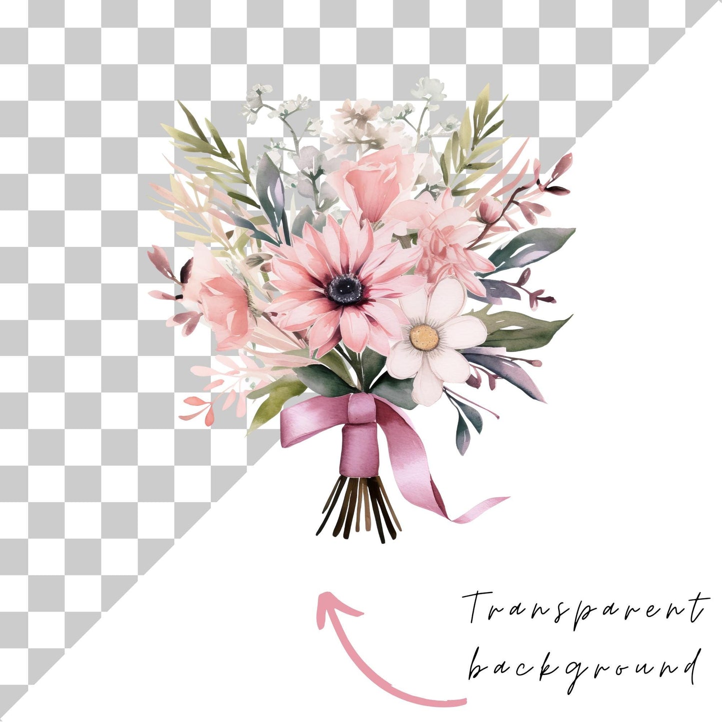 Clipart floral rosa polvoriento