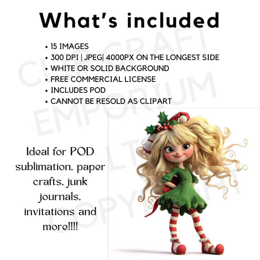 15 Quirky Christmas Elf Girl Clipart