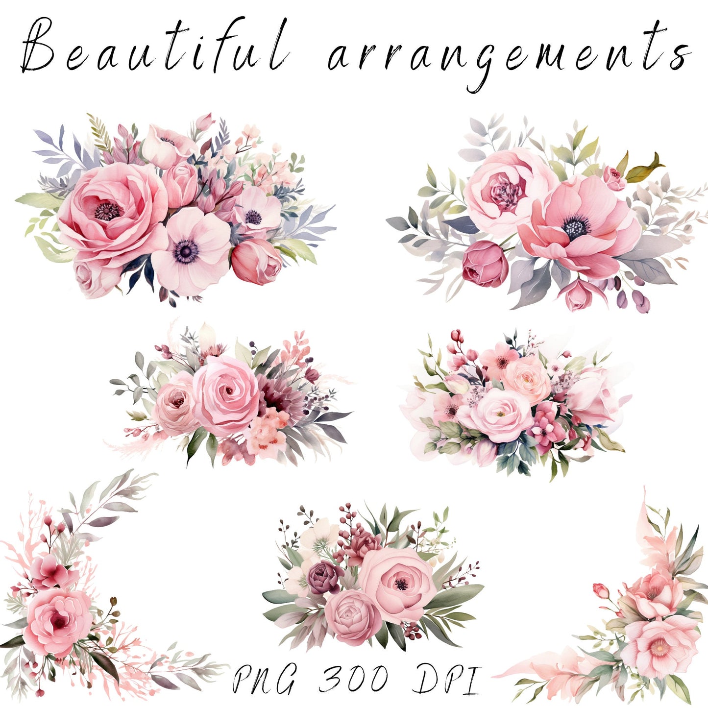 Clipart floral rosa polvoriento