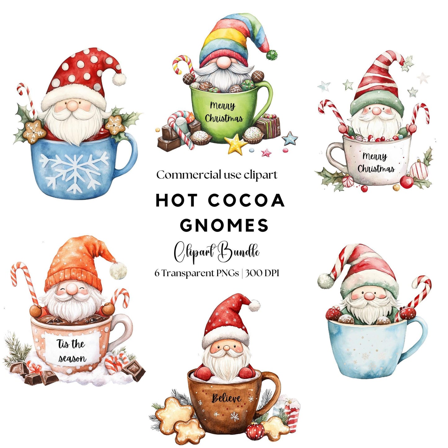 Hot Cocoa Christmas Gnome Clipart
