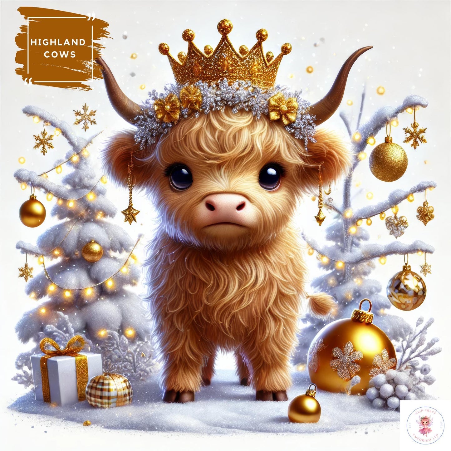 15 Christmas Highland Cow Clipart