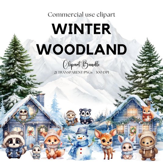 Winter Woodland animals Clipart