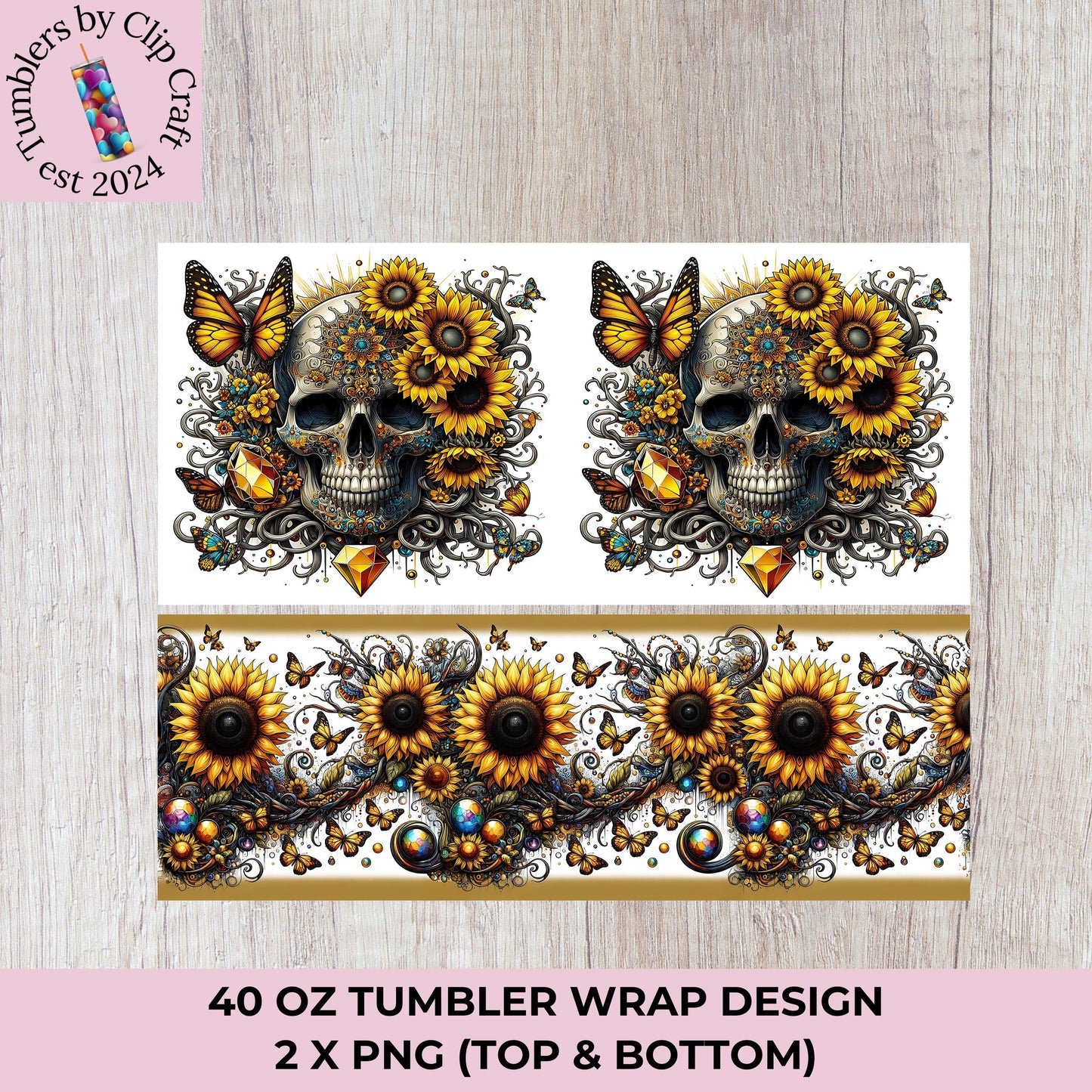 a picture of a skull with sunflowers on it