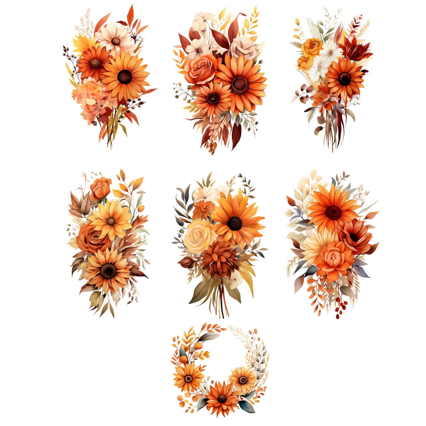 Clipart floral de terracota