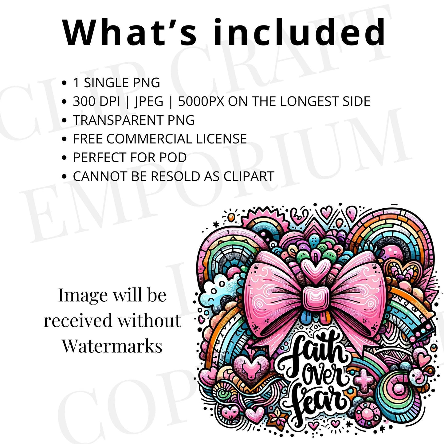 Lazo rosa con fe sobre el miedo, PNG