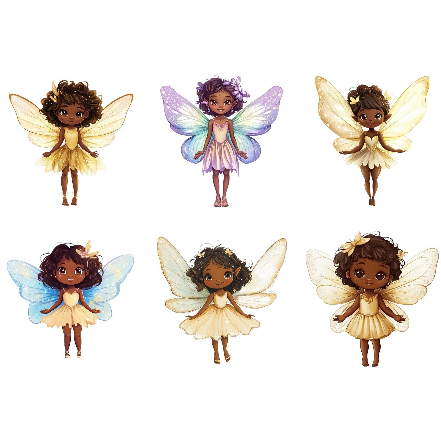 Cute Dark Skin Fairy Clipart
