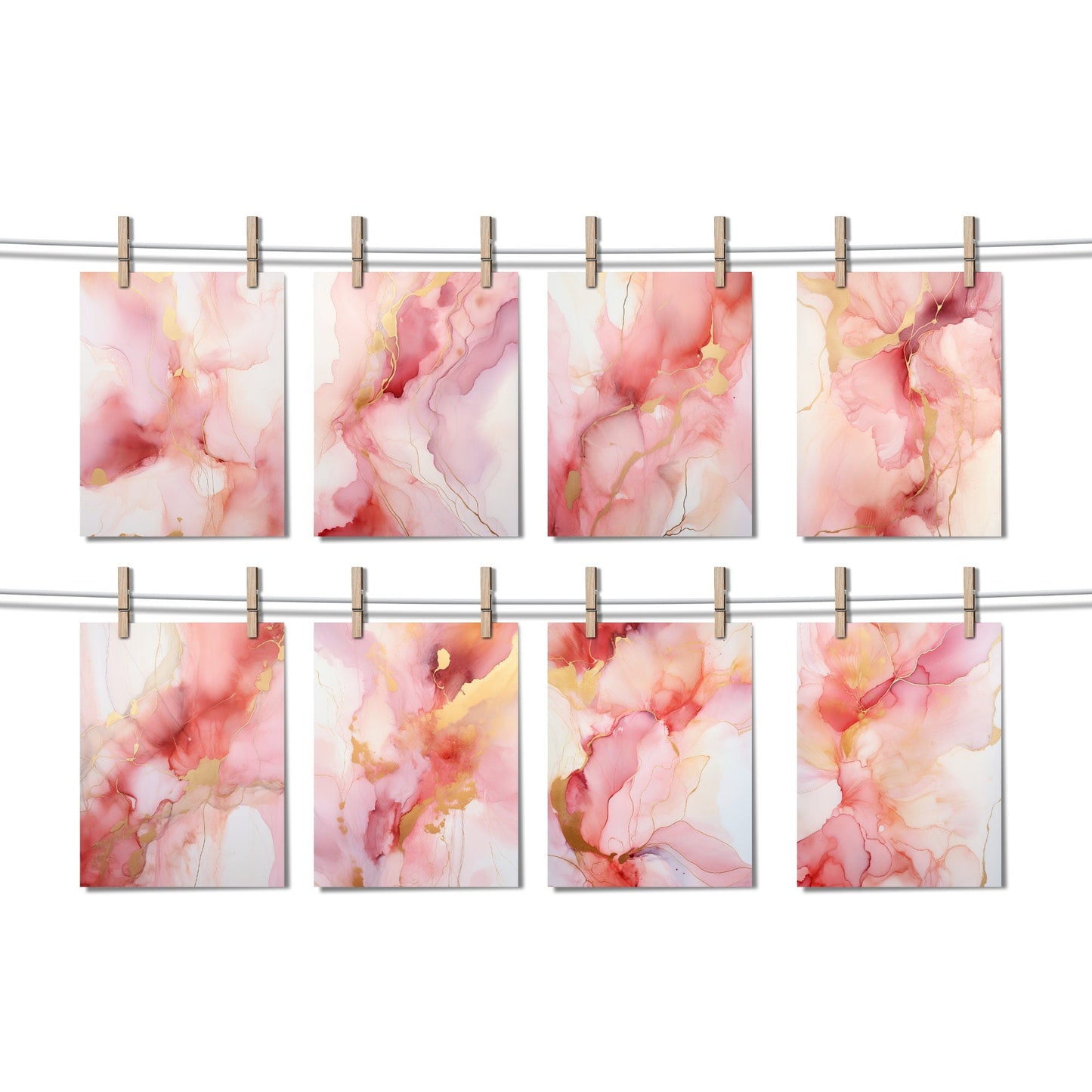 Blush Pink & Gold Alcohol ink Texture Clipart