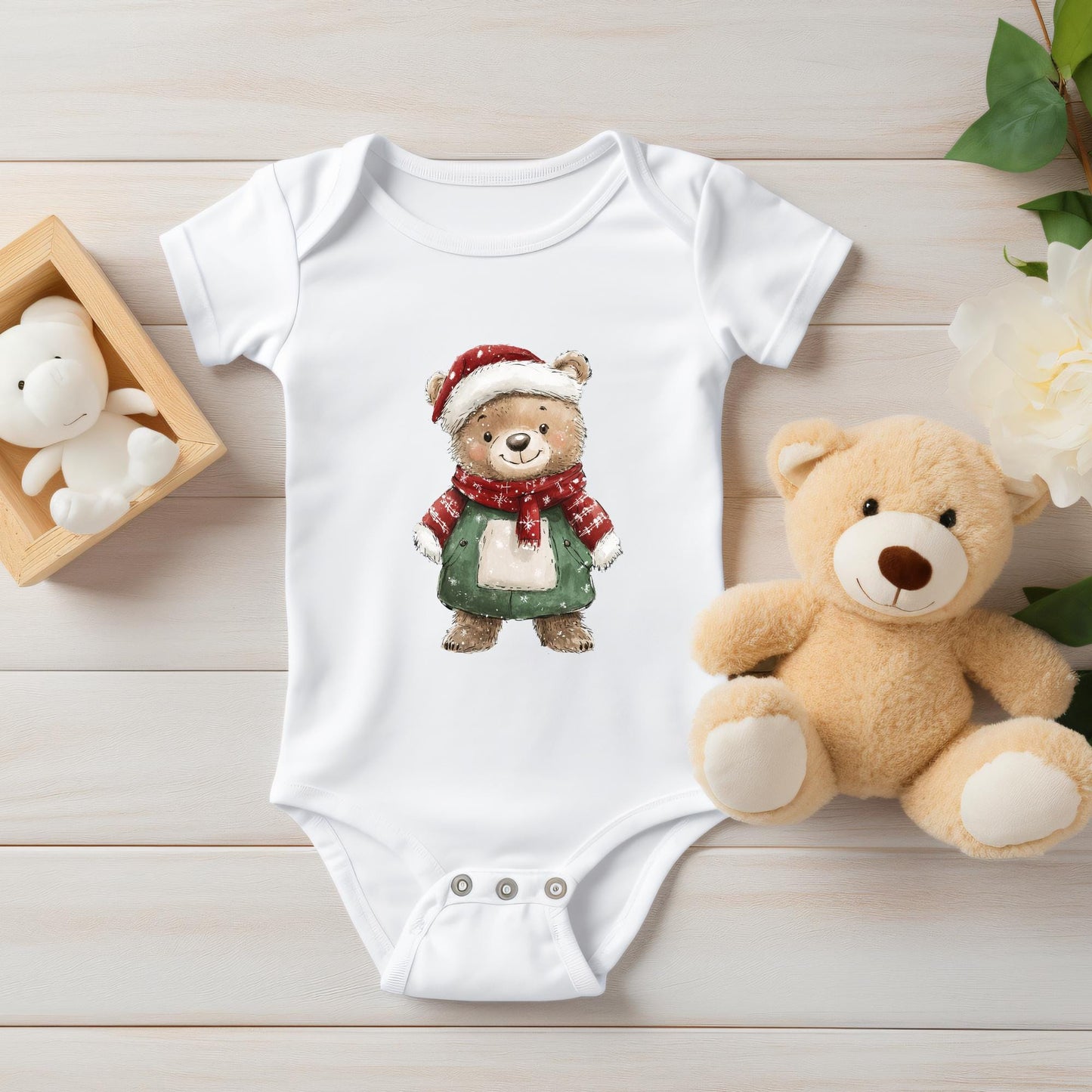 Watercolor Christmas Teddy Bear Clipart