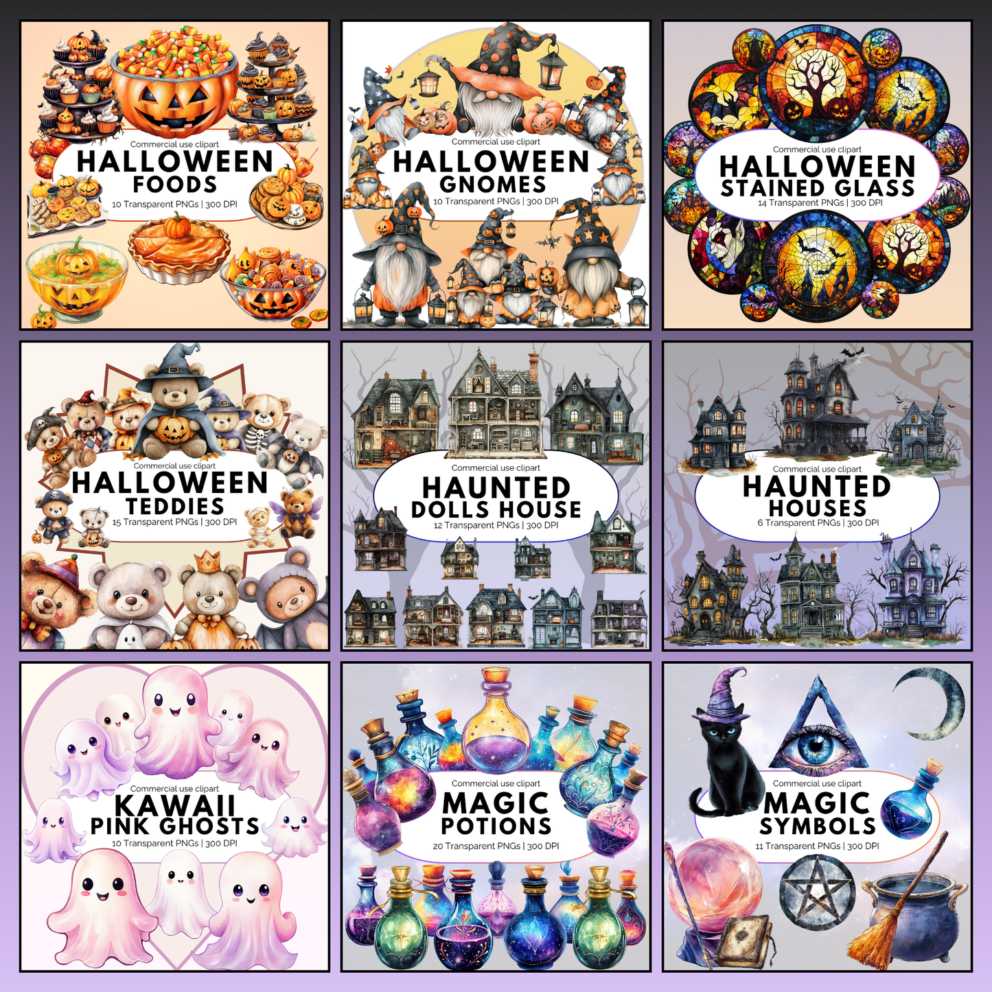 Watercolor Fall and Halloween Clipart Mega Bundle