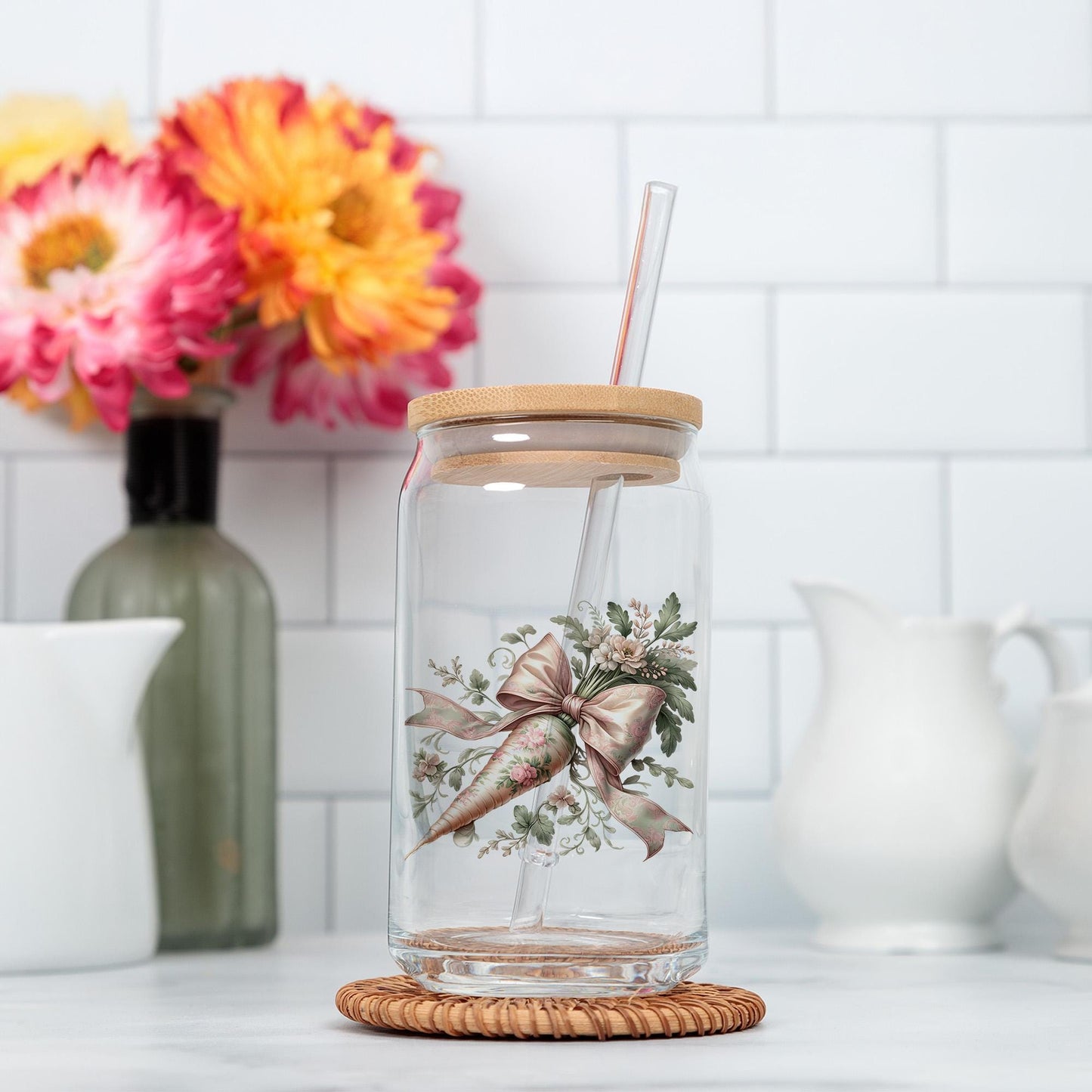 Floral Easter Carrot Coquette PNG