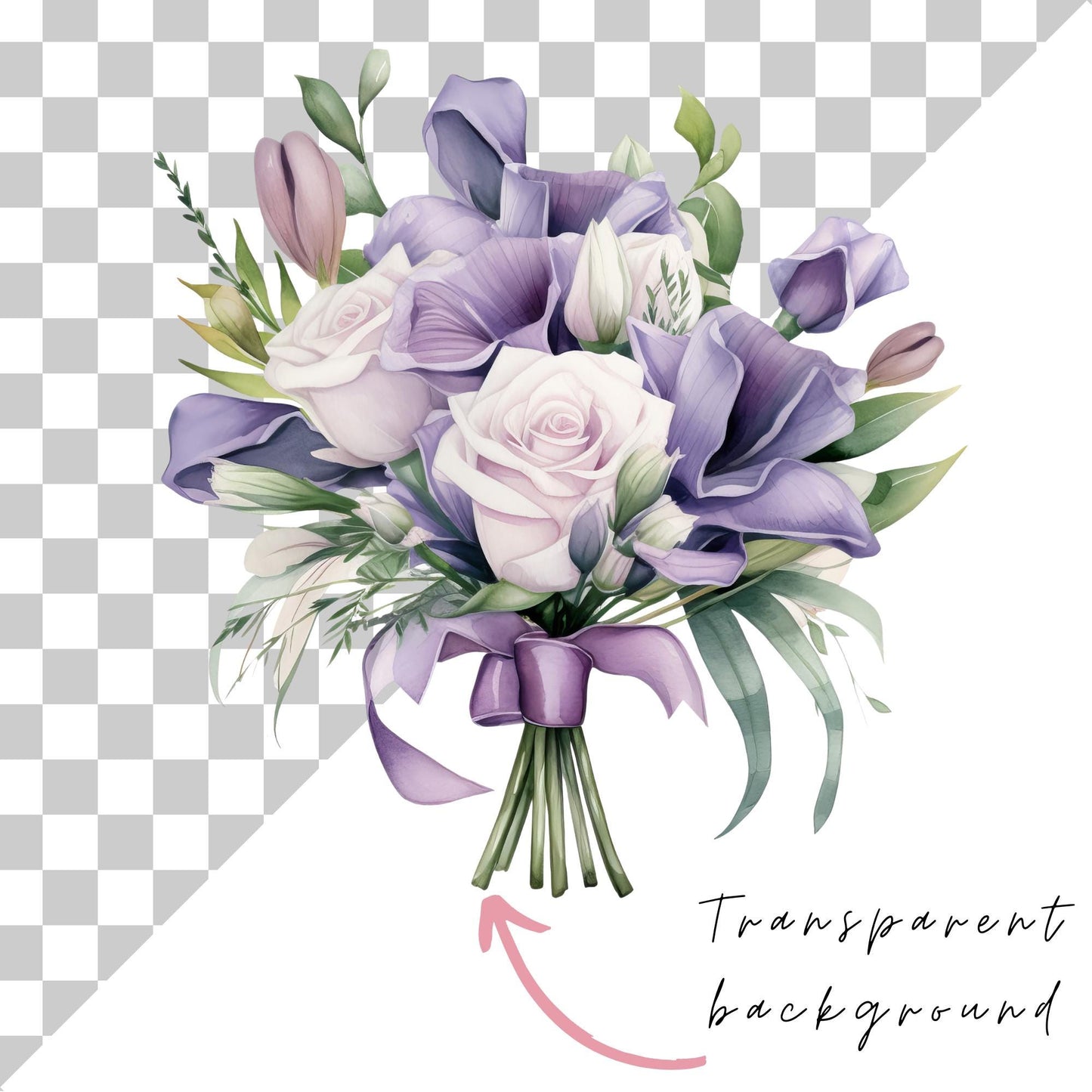 Clipart floral morado claro y oscuro