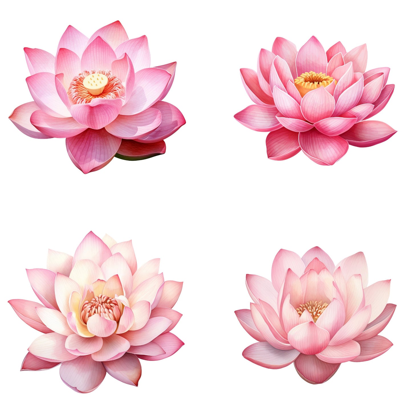 Clipart de flor de loto en acuarela
