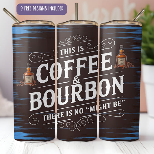 three coffee and bourbon canisters sitting on a table
