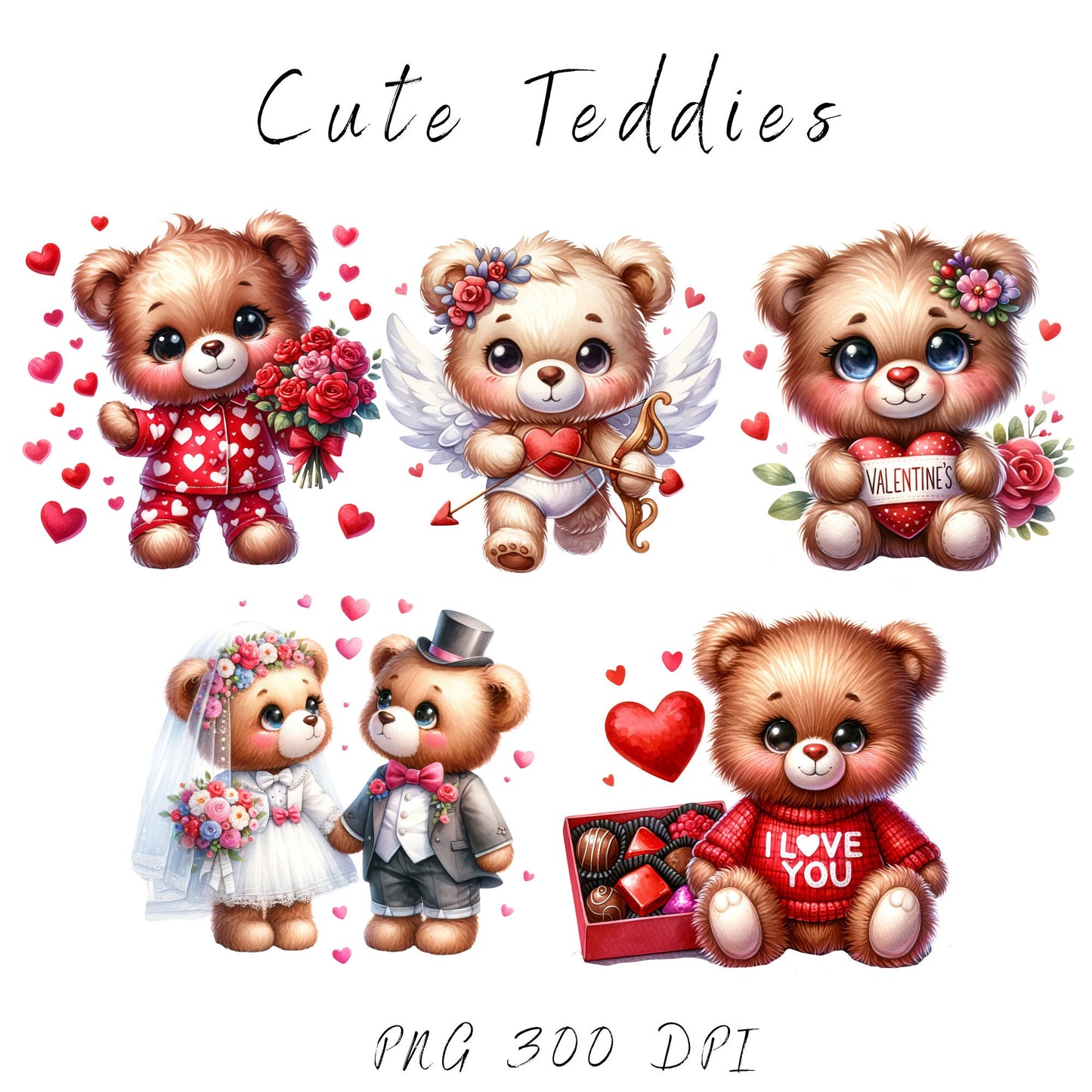 Clipart de osito de peluche de San Valentín