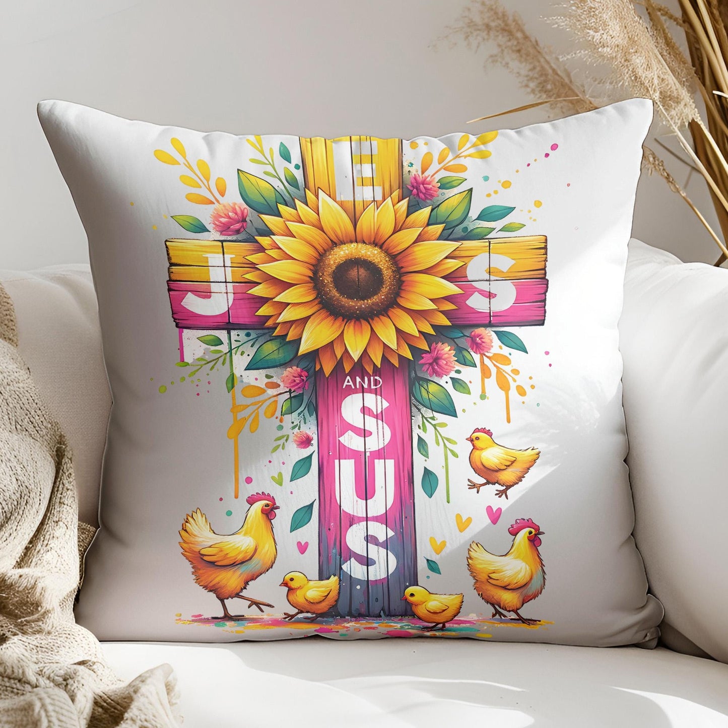 Jesús y los pollos PNG