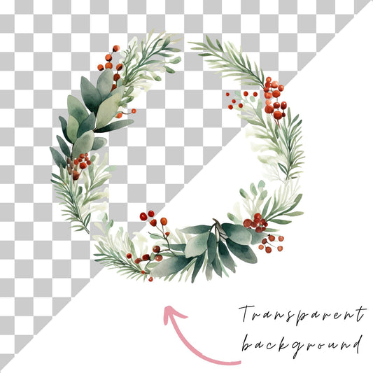 Festive Wreath Clipart Single