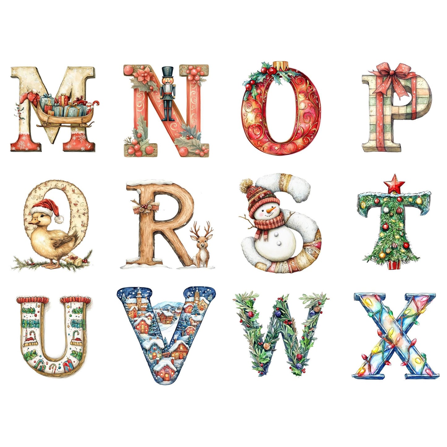 Clipart del alfabeto navideño