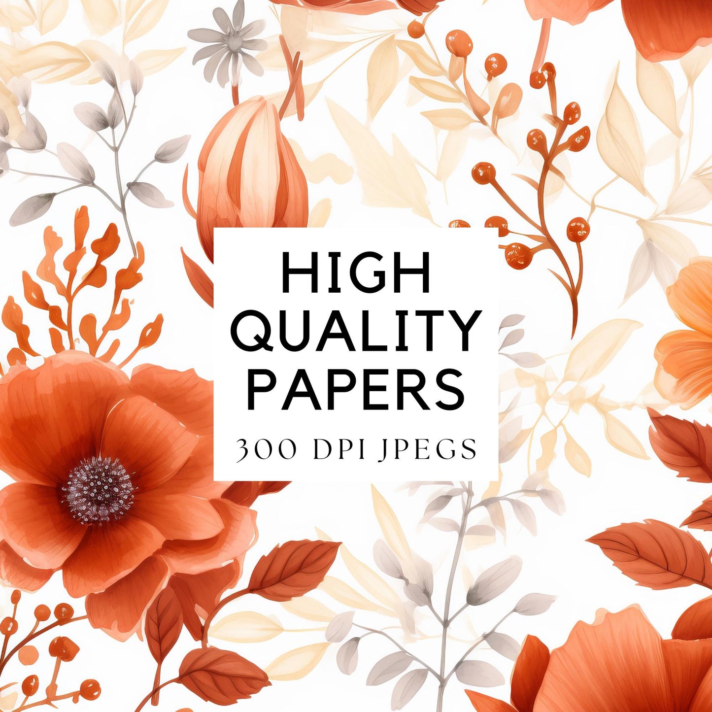 Papeles digitales florales de terracota