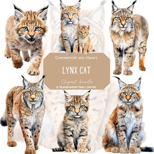 Realistic watercolor Lynx Clipart