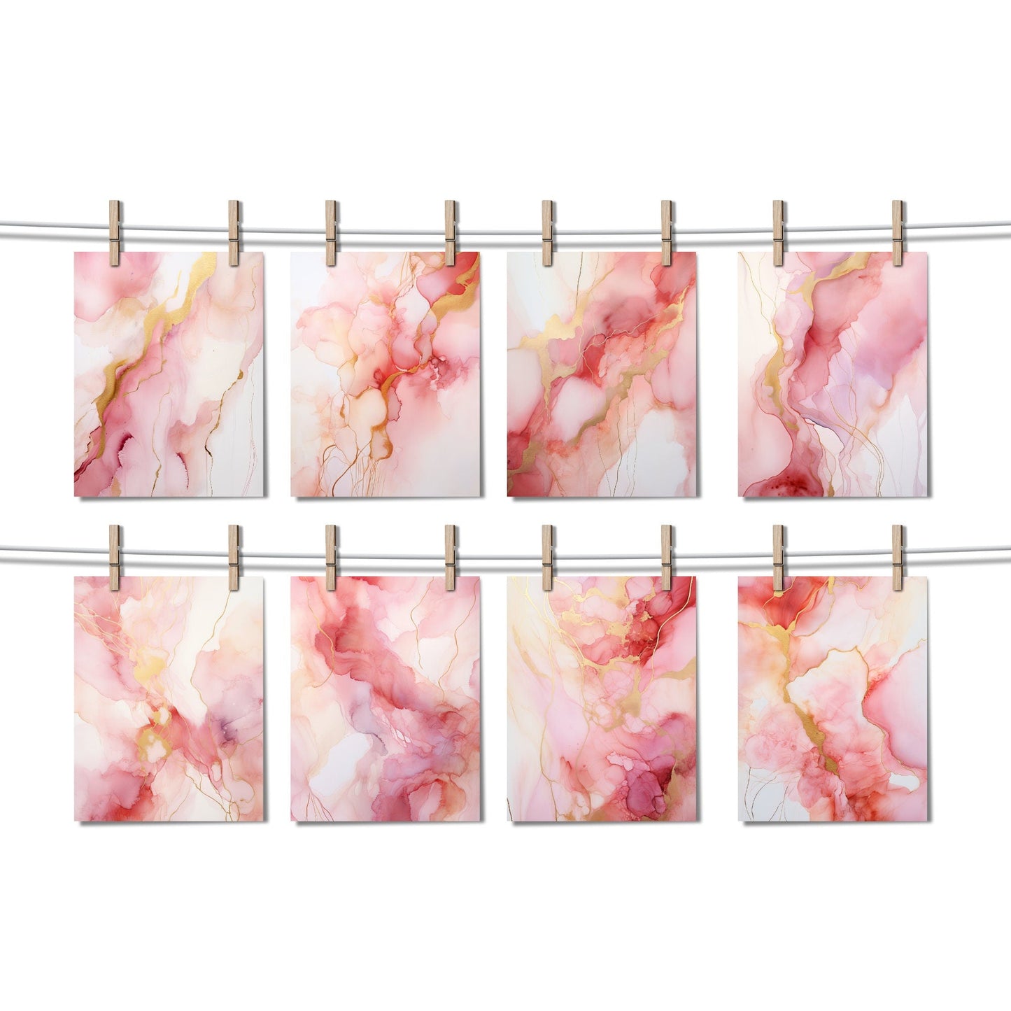 Blush Pink & Gold Alcohol ink Texture Clipart