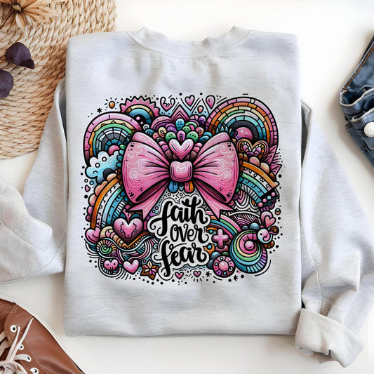 Faith over fear pink bow png
