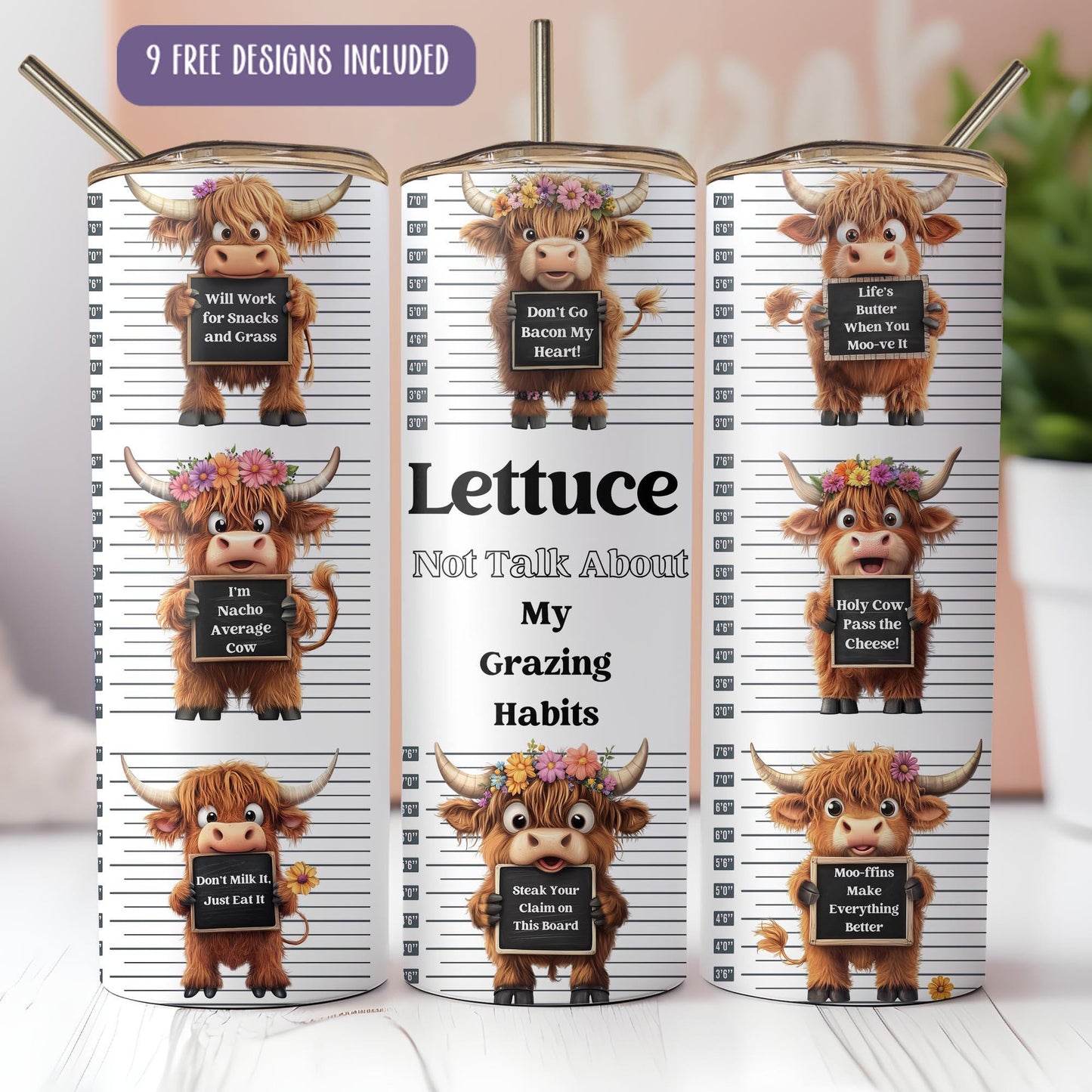 Highland Cow Mugshot 20oz Tumbler Wrap