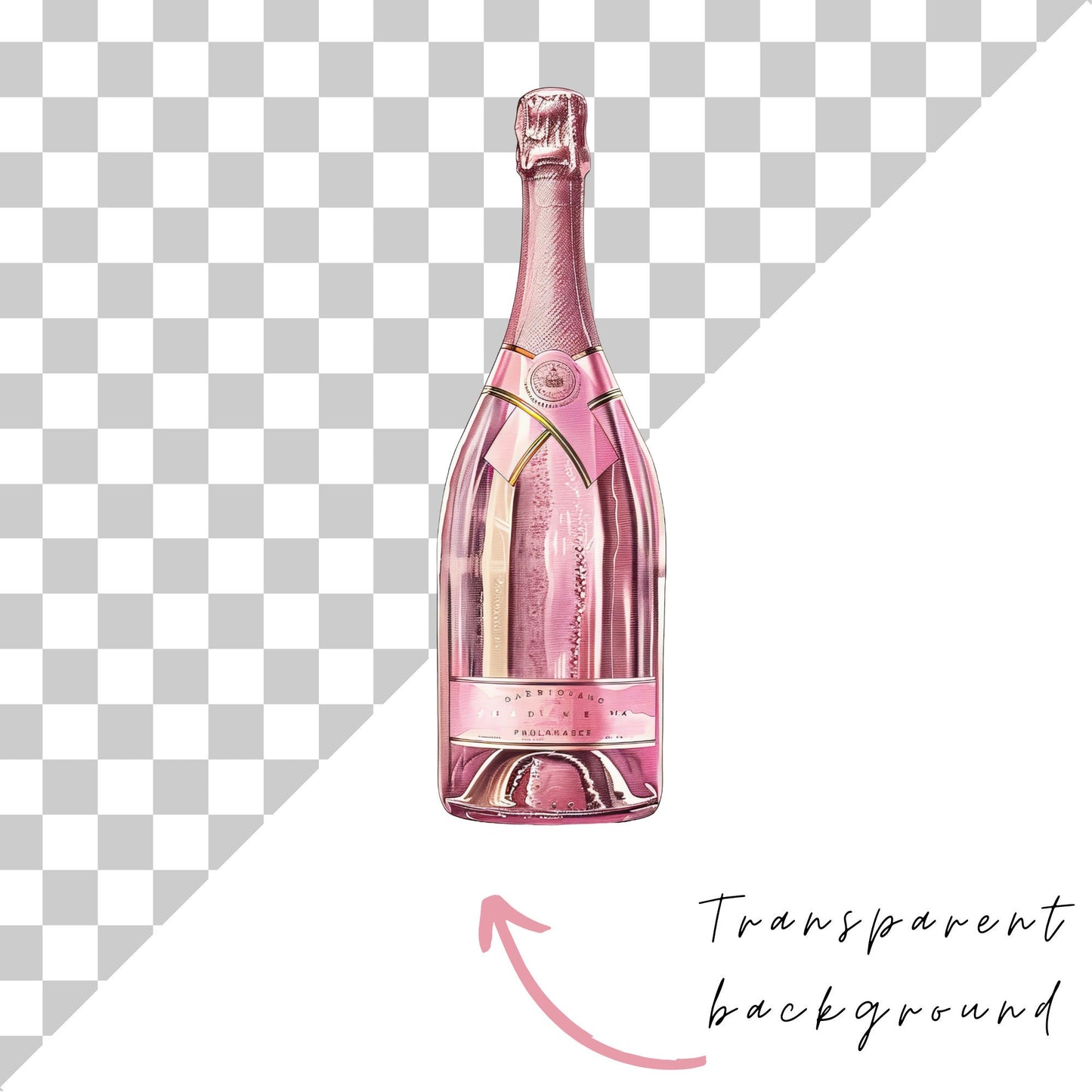 Watercolor Pink Champagne Clipart