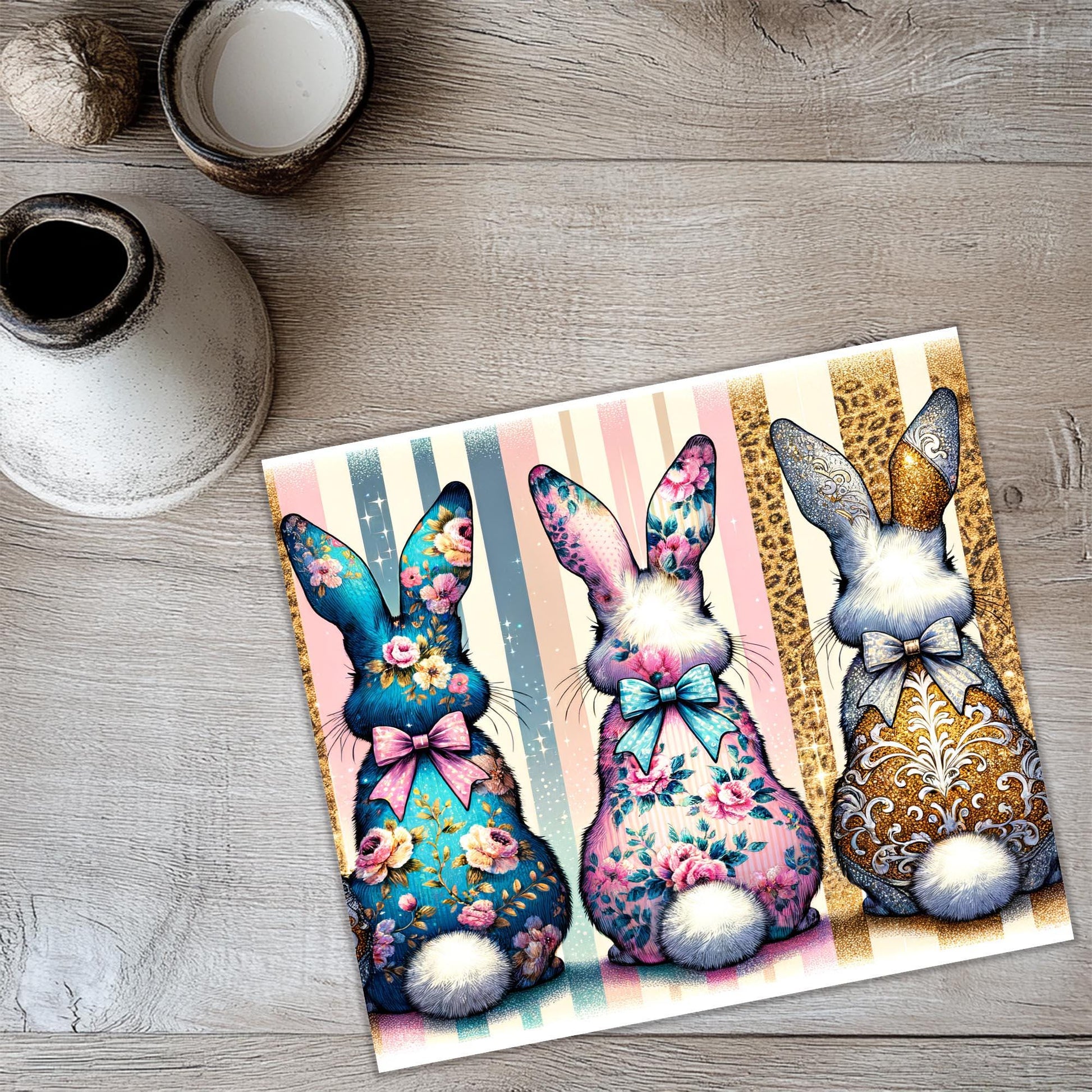 a card with three bunny bunnies on it
