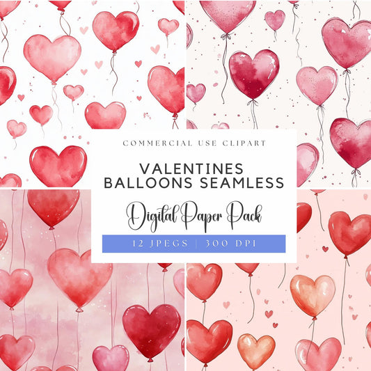 Valentines Heart Balloon Seamless Pattern