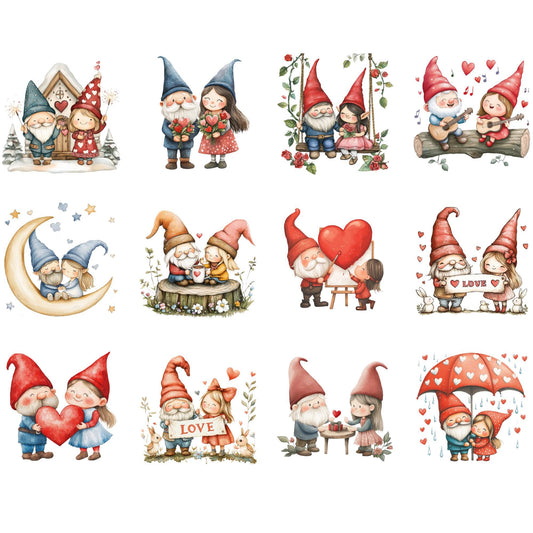 Valentine Gnome Couple Clipart