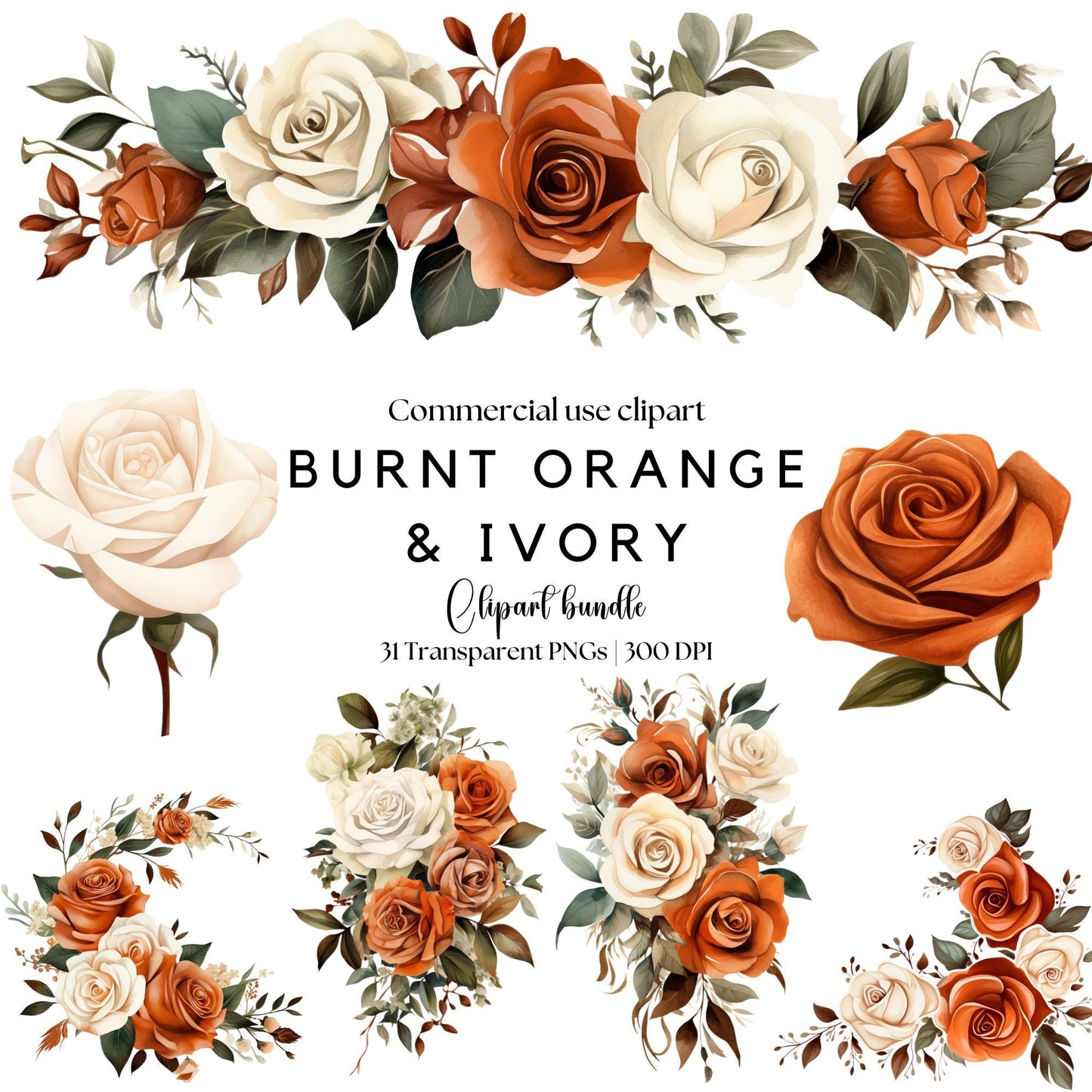 Burnt Orange and Ivory Clipart