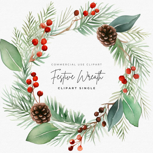 Festive Wreath Clipart Single
