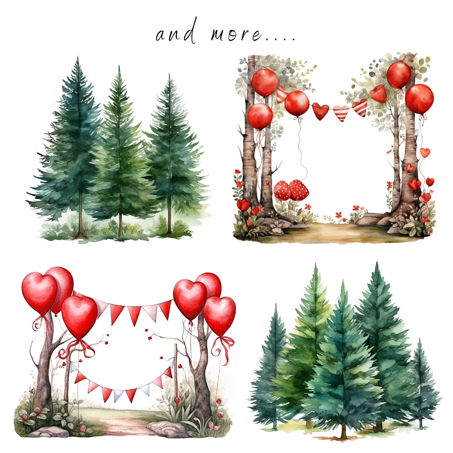 Valentines Woodland Animal Clipart