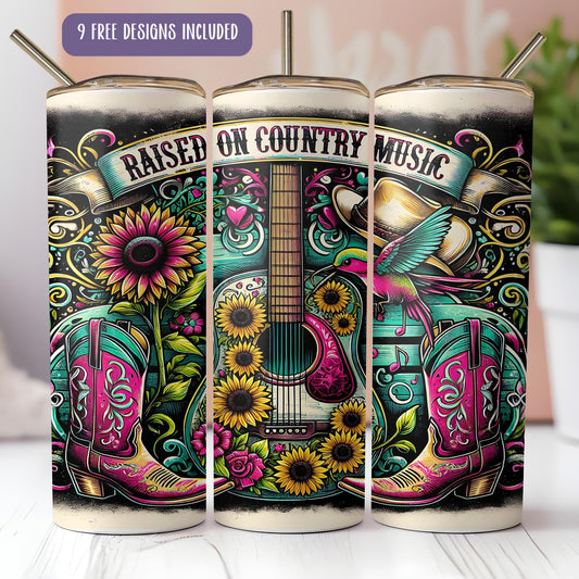 a couple of cans with a guitar on them