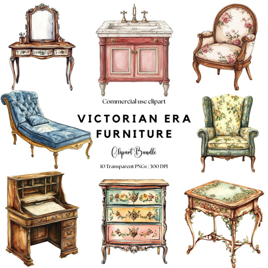 Victorian era furniture clipart