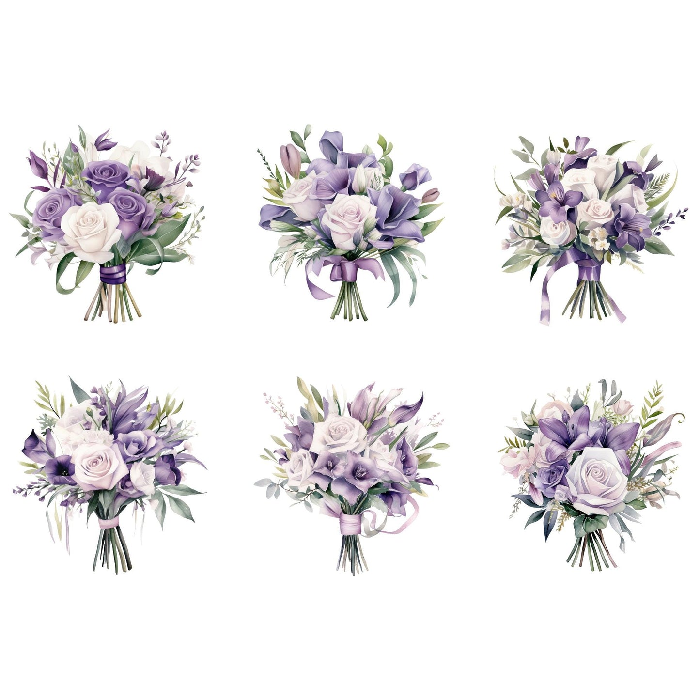 Clipart floral morado claro y oscuro