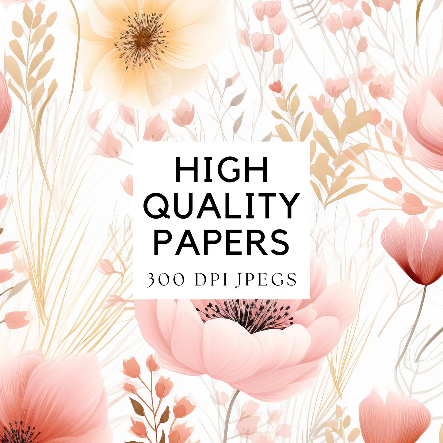 Watercolor Bohemian Blush Floral Digital Papers