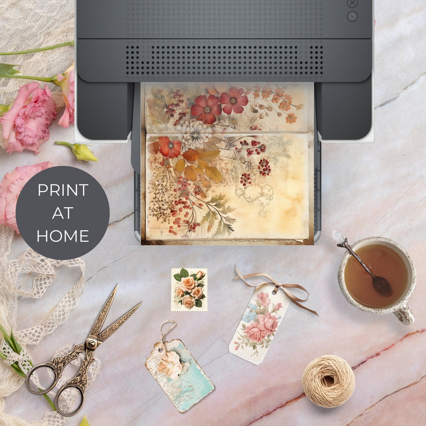 Fall Floral Junk Journal Pages