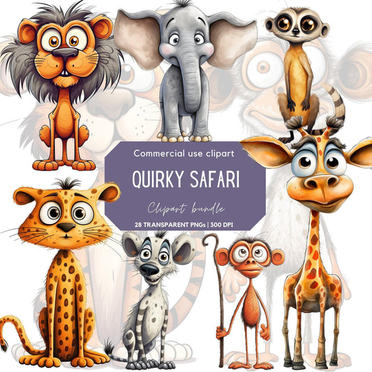 Quirky Safari animals Clipart