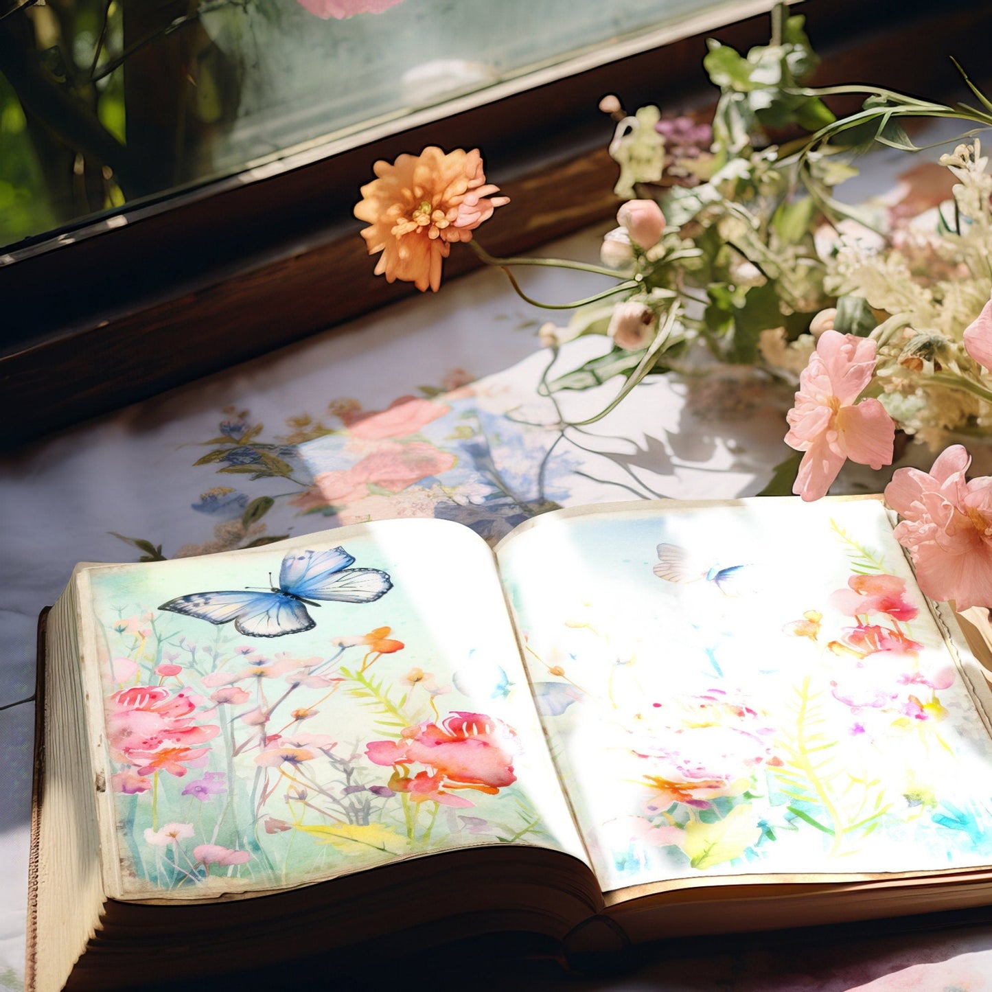 Páginas del diario basura Butterfly Meadow, vol. 2 | 6 páginas de diario digital | Páginas de scrapbooking | Diario Butterfly Flower | Tamaño de papel (EE. UU.) | JJ016